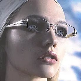 Woman in silver wire frames