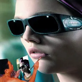 Woman in wraparound sunglasses